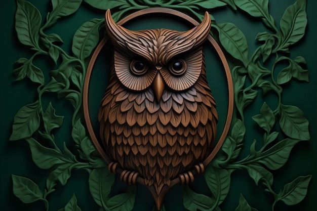 Free photo handcrafted wooden decorative owl sculpture