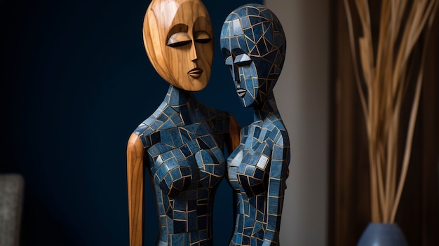 Free photo handcrafted wooden decorative sculpture