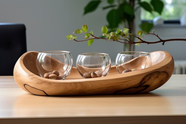 Handcrafted wooden decorative tray