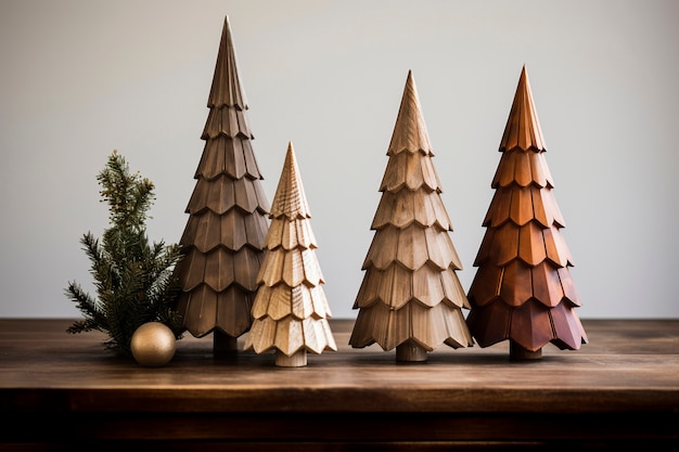 Handcrafted wooden decorative trees