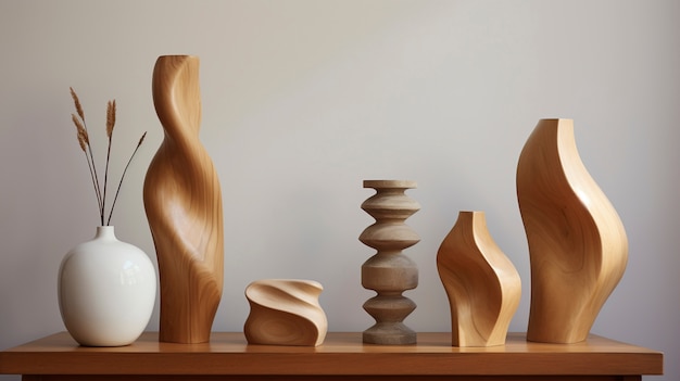 Бесплатное фото Декоративная деревянная ваза, изготовленная вручную