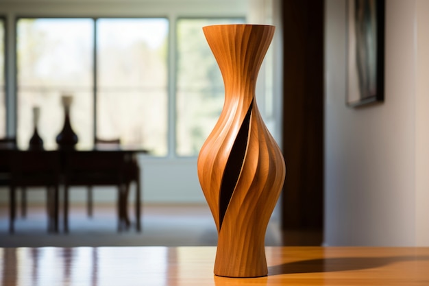 Handcrafted wooden decorative vase