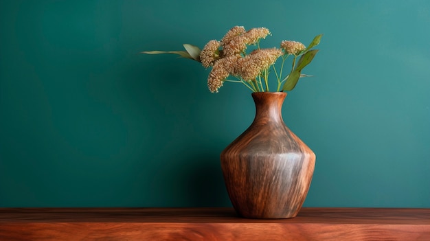 Free photo handcrafted wooden decorative vase