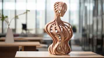 Foto gratuita scultura decorativa in legno fatta a mano di una donna