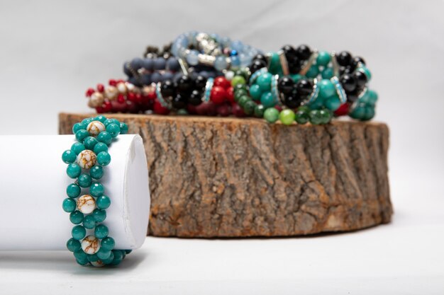 Handmade bracelets made from natural stones.