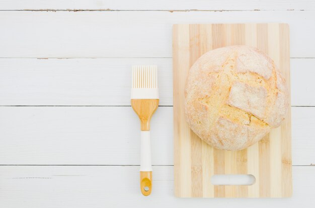 Handmade bread with ingredients and utensil kitchen