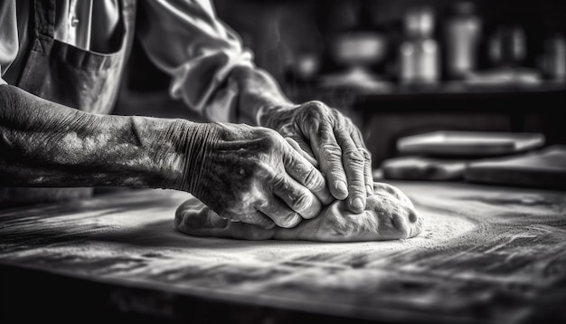 Handmade dough rolled by skilled chef hands generated by AI