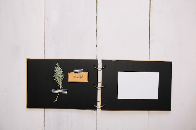 Handmade folder with herbs and paper