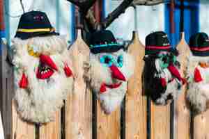 Free photo handmade national masks in village museum in bucharest romania