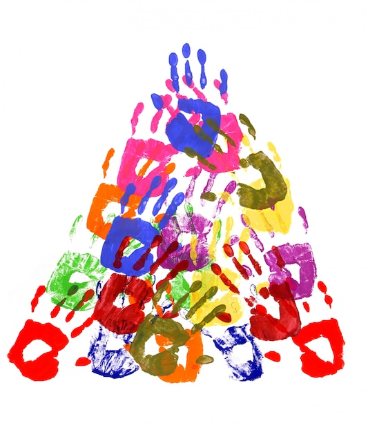 Handprints pyramid shape