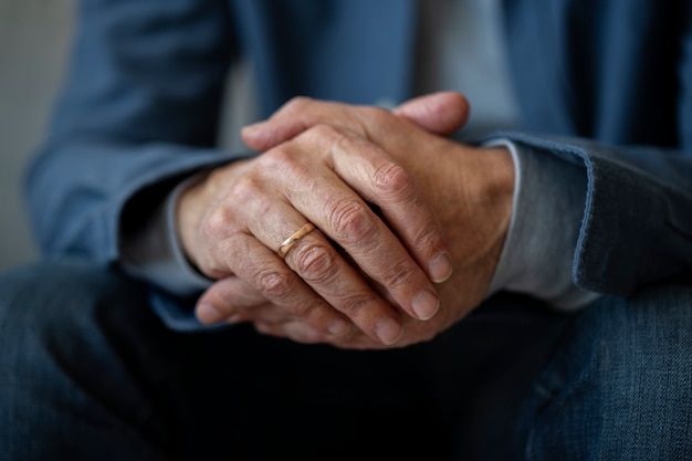 Hands of an elder man