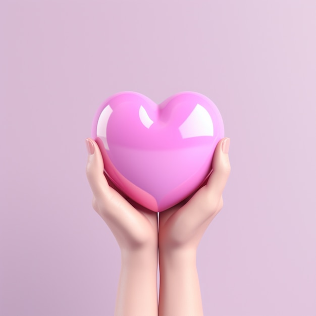 Hands holding beautiful pink heart