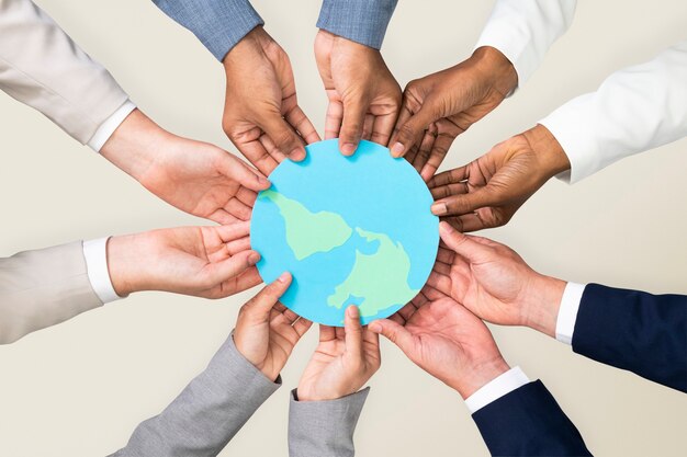 Free Photo hands holding earth csr business campaign