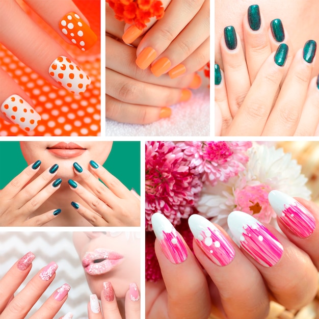 Free photo hands with creative nail art