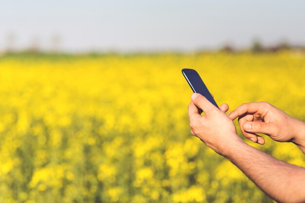 Hands with a mobile phone