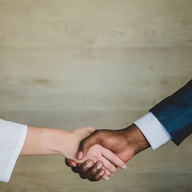 Handshake between man and woman