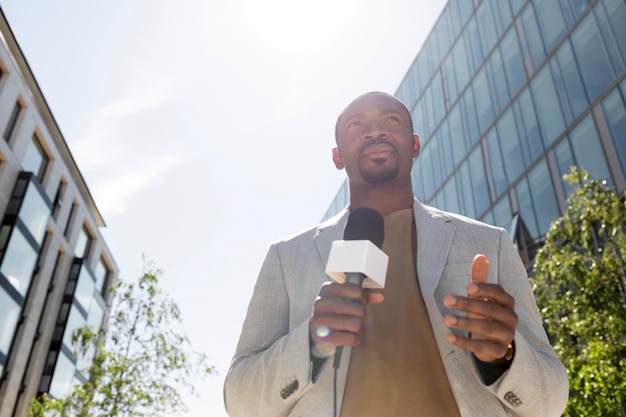 Handsome african american male journalist