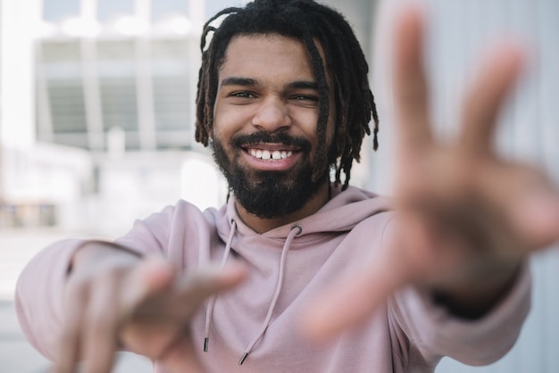 Handsome afroamerican man close up