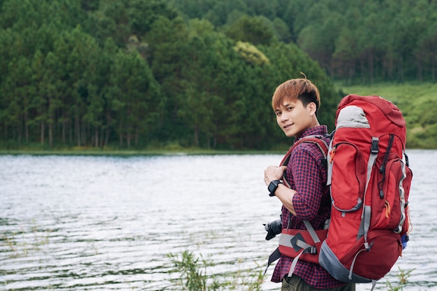 Handsome Asian young tourist