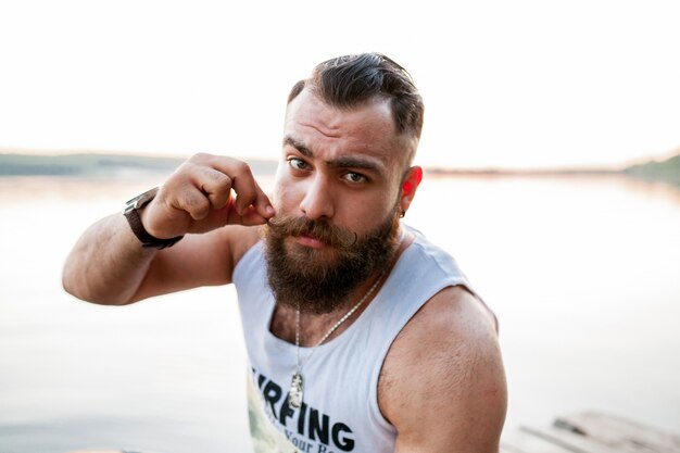 handsome bearded beard man portrait young