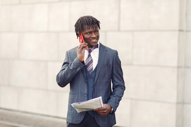 Handsome black man in a blue suit