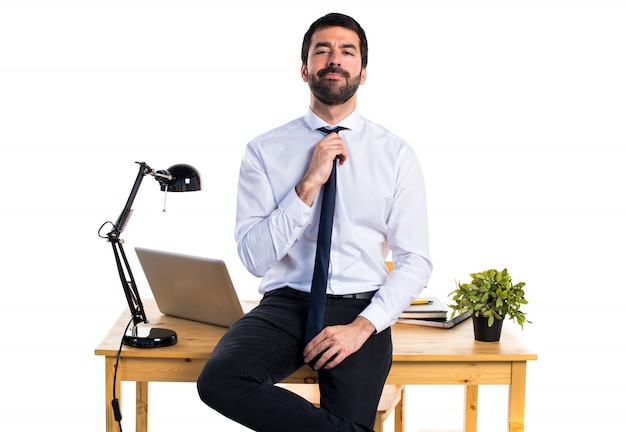 Handsome businessman in his office