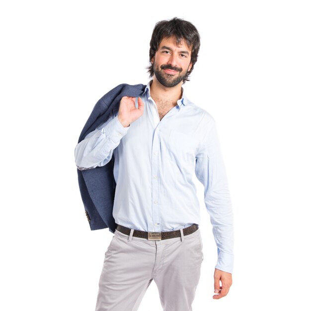 Handsome businessman over white background