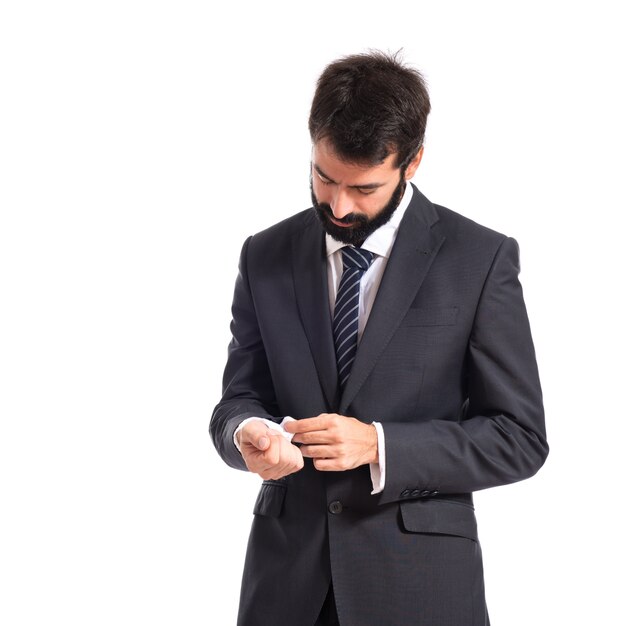 Handsome businessman over white background