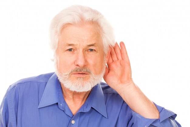 잘 생긴 노인 청각 장애인