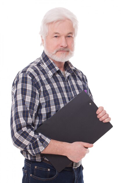 Handsome elderly man with folder