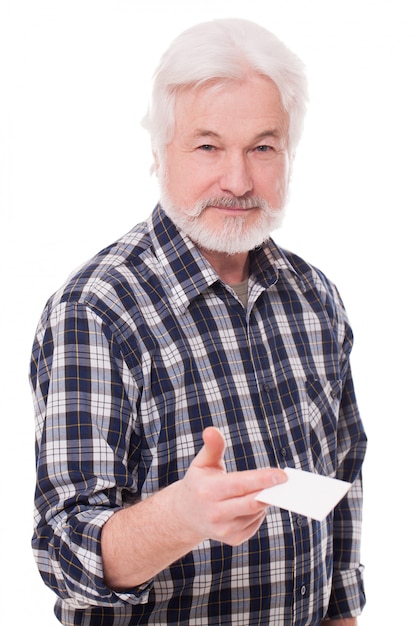 Handsome elderly man with paper