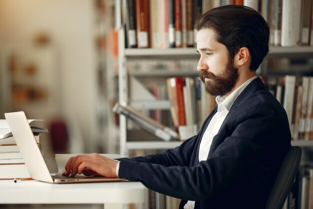 Handsome guy study at the library