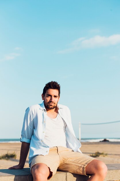 Handsome man on beach