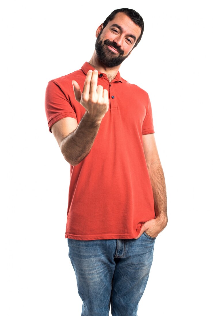 Free Photo handsome man coming gesture