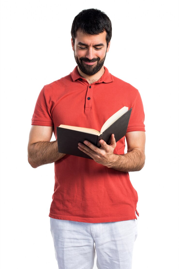Free Photo handsome man reading book