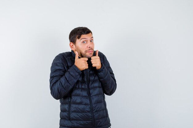 Handsome man wearing a bomber jacket