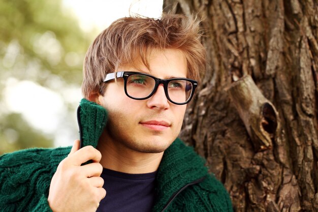 handsome man with glasses