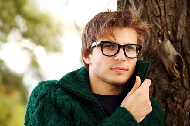 handsome man with glasses