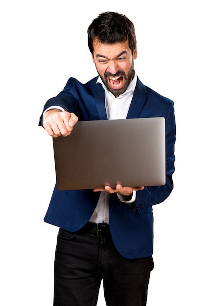 Handsome man with laptop