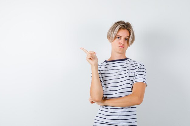 Handsome teen boy in a striped t-shirt