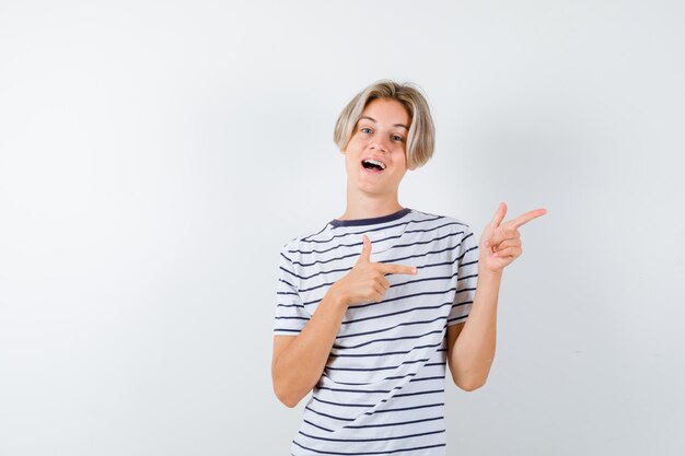 Handsome teen boy in a striped t-shirt