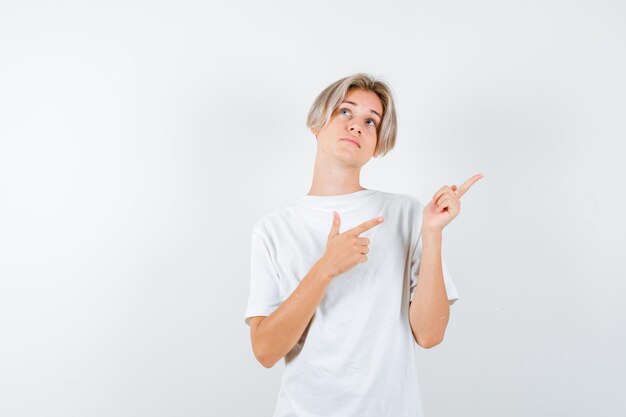 Handsome teen boy in a white t-shirt