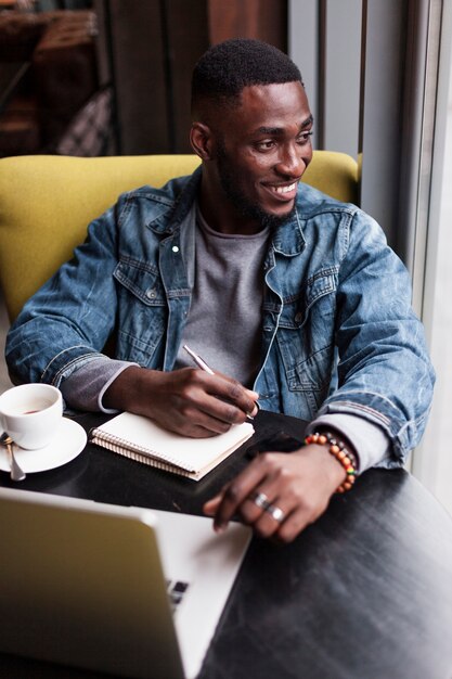 Handsome writer looking away