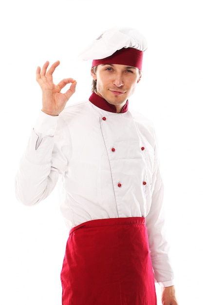 Handsome young chef smiling portrait