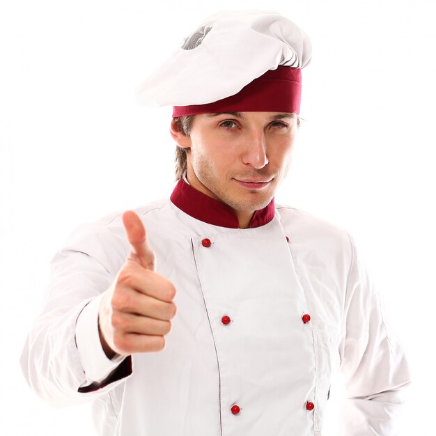 Handsome young chef smiling portrait