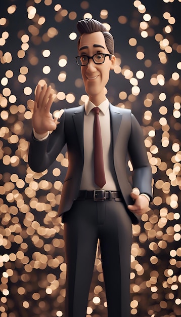 Free photo handsome young man in a suit on a background of lights