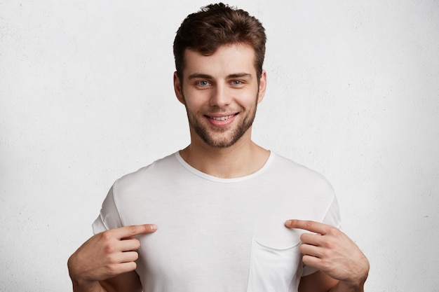 Handsome young man in white t-shirt