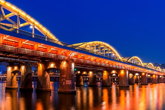 Hangang bridge at night in Seoul, South korea