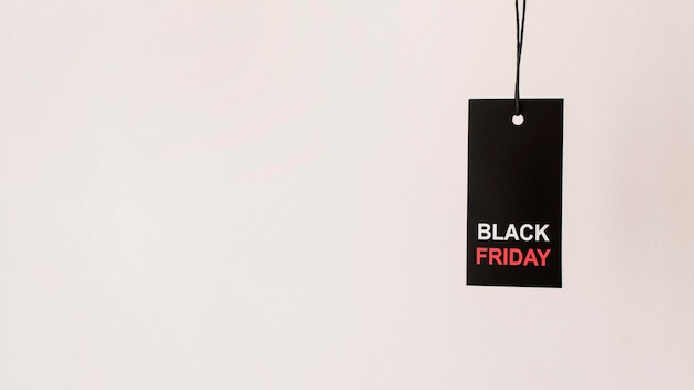 Hanging black black friday sale label copy space