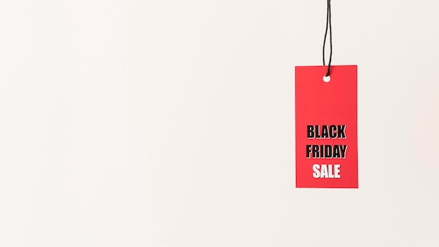 Hanging red black friday sale label copy space